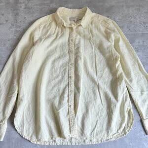 Butter yellow LOFT linen button up long sleeve shirt size medium